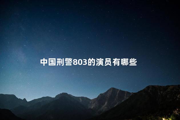 中国刑警803的演员有哪些
