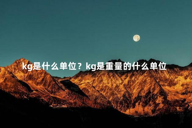 kg是什么单位？kg是重量的什么单位？
