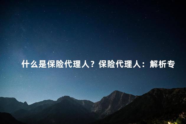 什么是保险代理人？保险代理人：解析专业的保险顾问