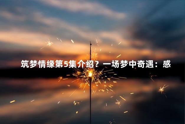 筑梦情缘第5集介绍？一场梦中奇遇：感人至深的《筑梦情缘》第5集!