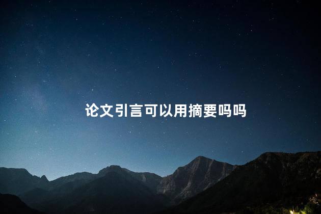 论文引言可以用摘要吗吗
